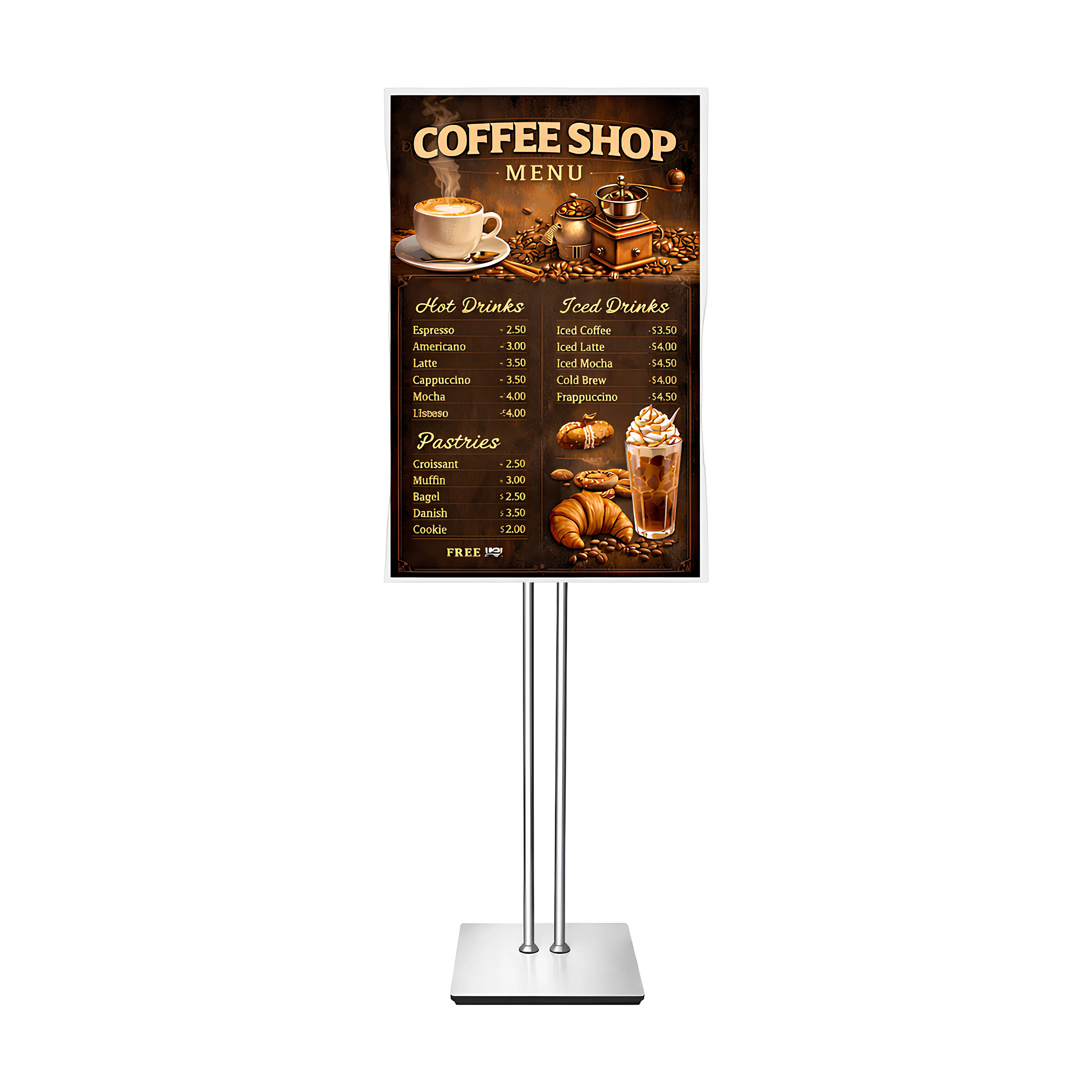 LED Menu Lightbox Double Poles Stand